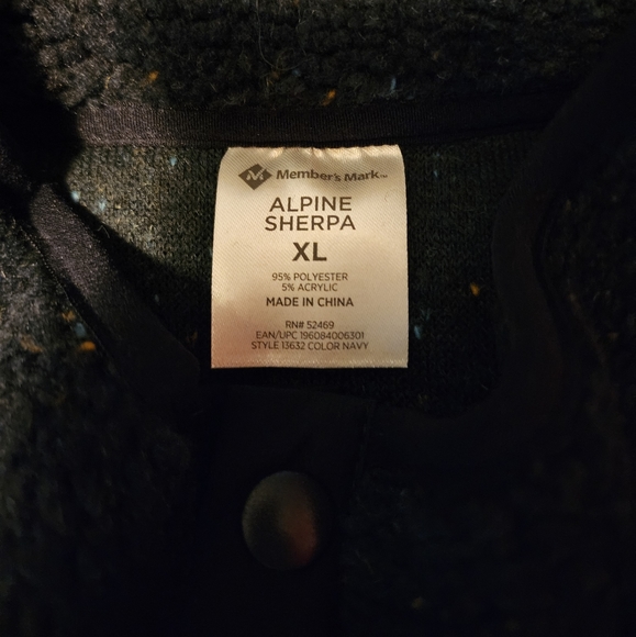NWOT Men's Navy Speckle MEMBERS MARK Alpine Sherpa Pullover Size XL - Picture 3 of 5